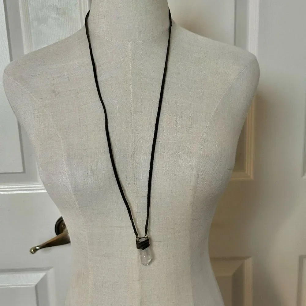 raw quartz crystal pendant necklace
